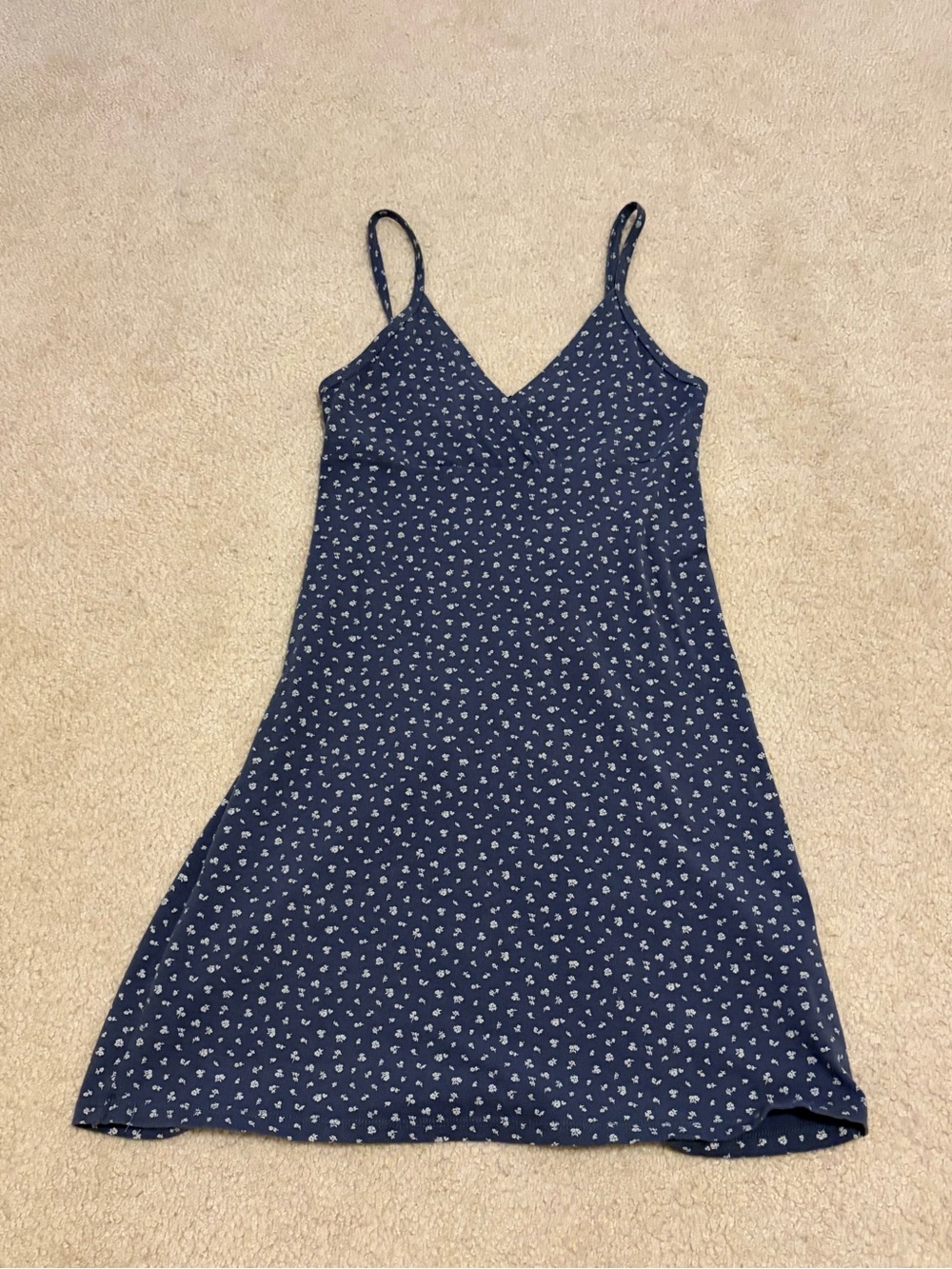 Brandy Melville Navy Blue Floral Slip Mini Dress